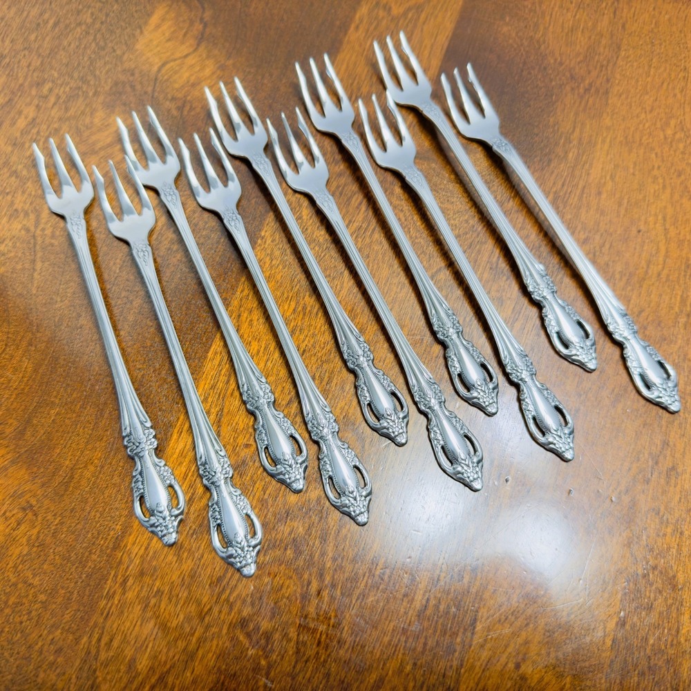 Oneida USA SAMANTHA Stainless Steel Flatware Lot of 10 Cocktail Forks